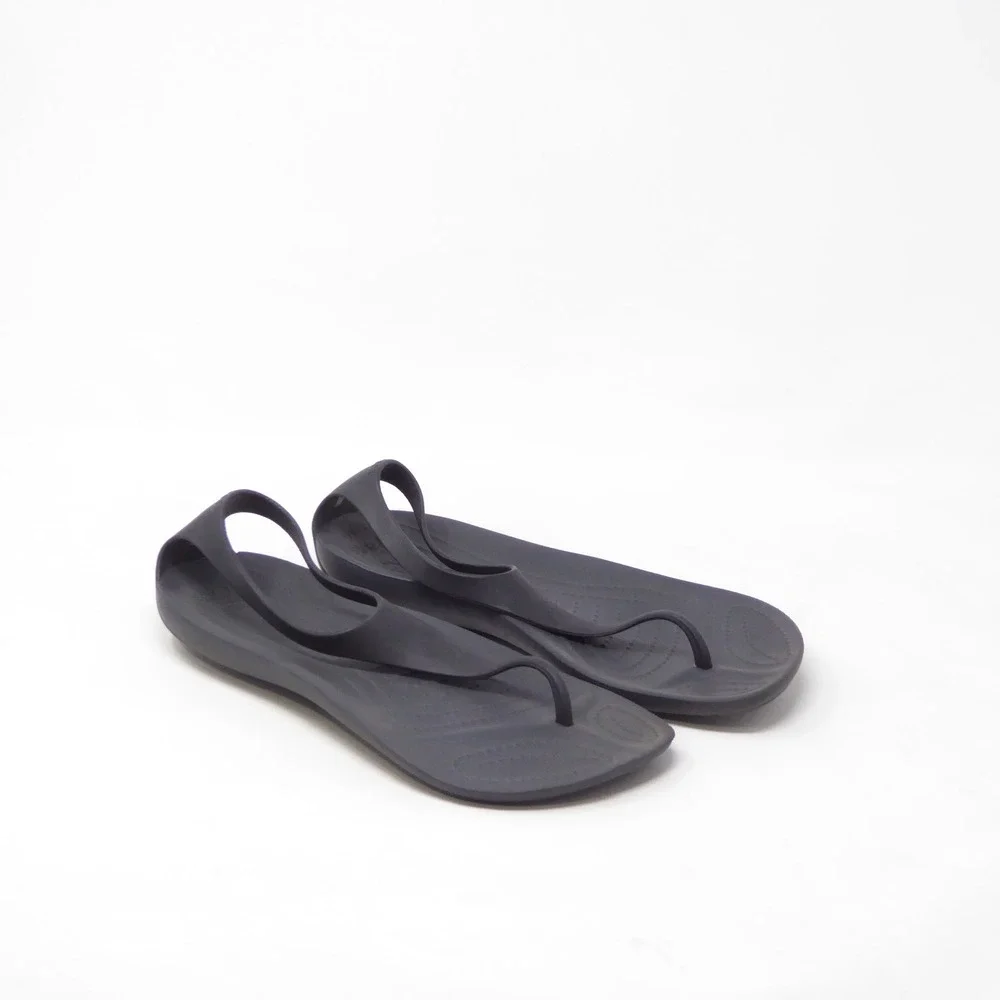 Crocs Womens Sexi Flip Sandals Black T-Strap Slingback 6